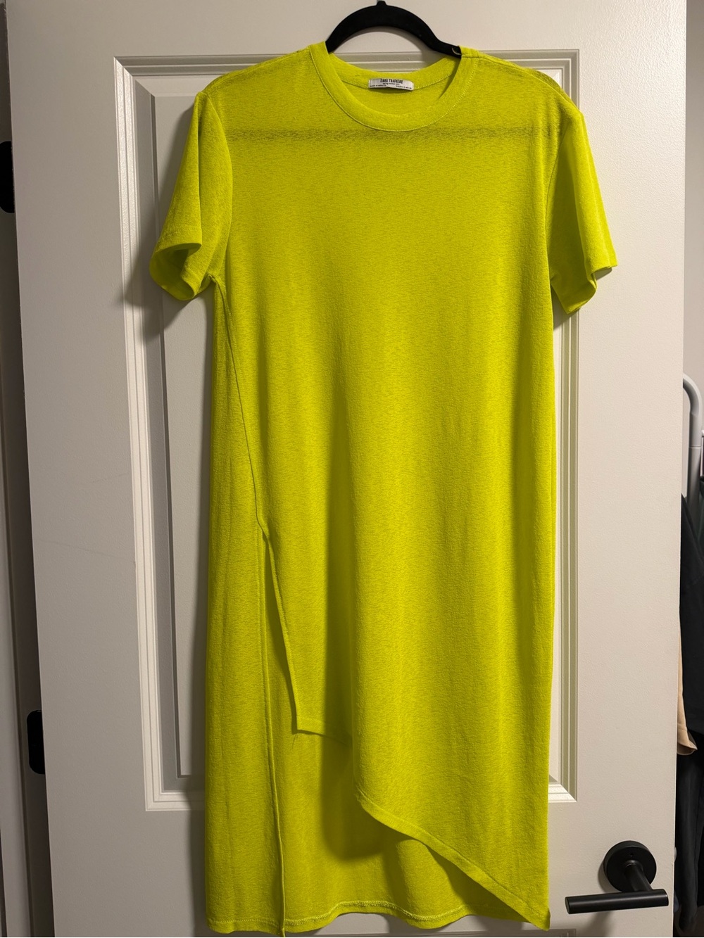 Zara Summer 2017 Neon Lime Asymmetric Short Sleeve Dress
